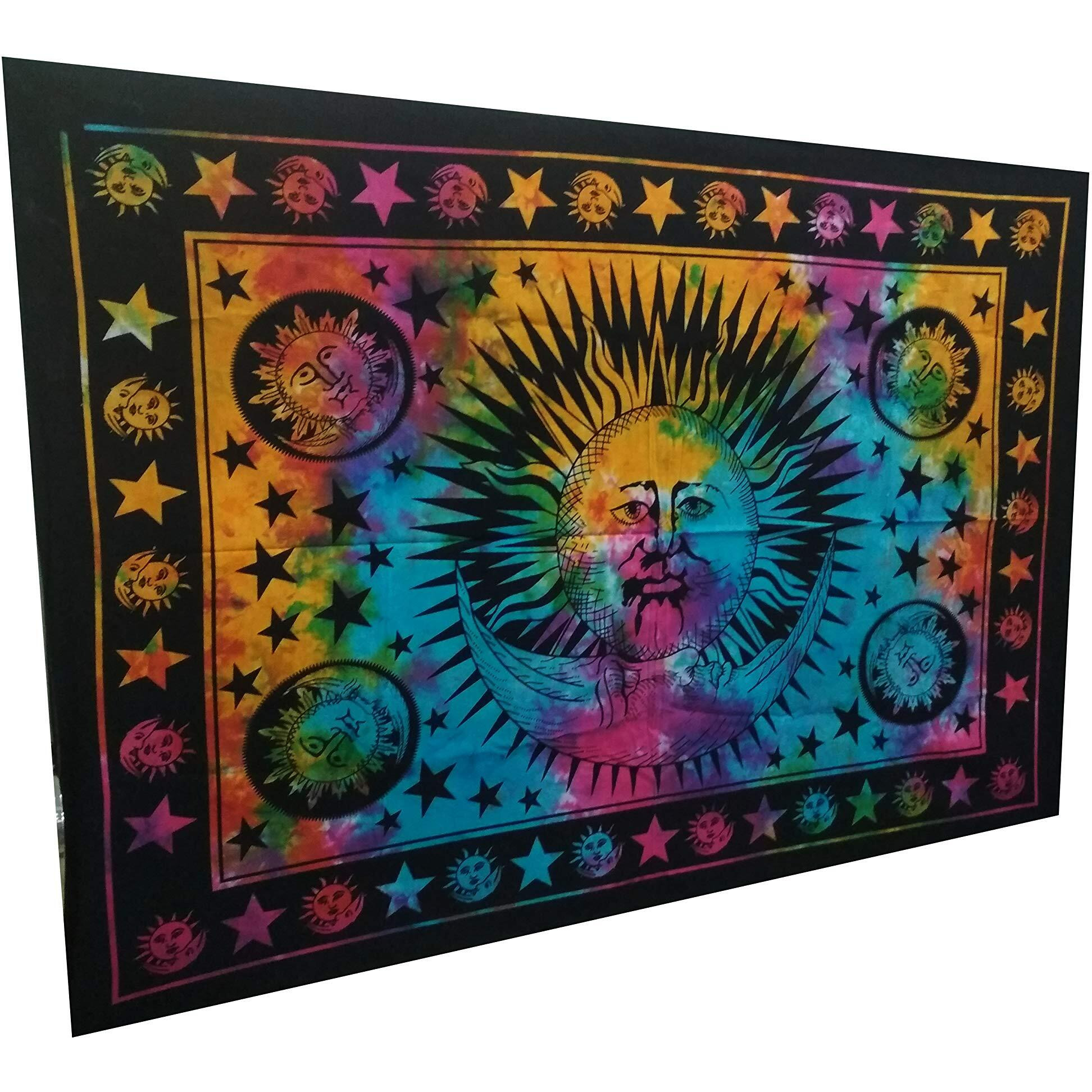 Purpledip Cotton Wall Poster Beach Throw 'The Sun' Bohemian Wall Hanging Tapestry (20053)