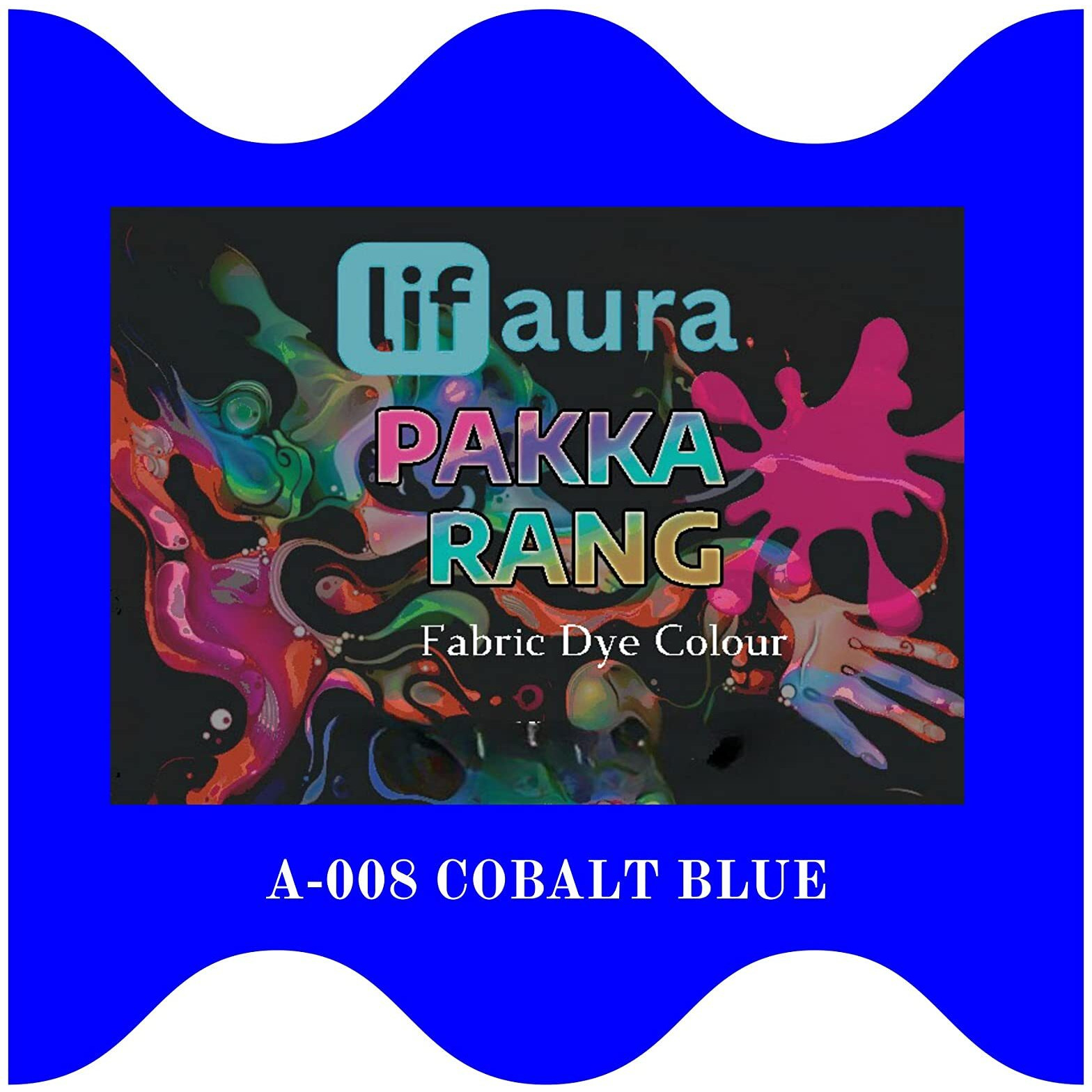 Prokart Lifaura Pakka Rang Kit Fabric Permanent Dye Color Kit Pack Of 5 Sachets (5G Each 25G Pack) 30G Dyfixer, 2Pair Gloves And 5 Rubber Band Shadea-08 Cobalt Blue