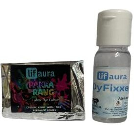 Prokart Lifaura Pakka Rang Kit Fabric Permanent Dye Color Kit Pack Of 5 Sachets (5G Each 25G Pack) 30G Dyfixer, 2Pair Gloves And 5 Rubber Band Shadea-08 Cobalt Blue