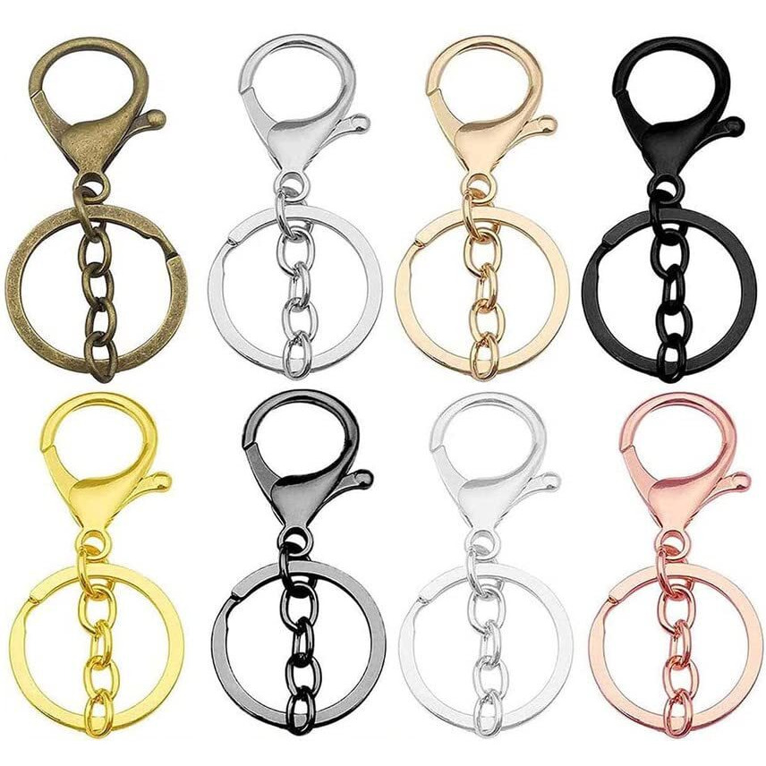 Diy Crafts 50 Sets, Antique Silver, Metal Larger Lobster Clasps Extension Chain Hooks, D Rings, Slide Buckle For Keychain Key Rings Clip Connector Bags Art Craf (50 Sets, Antique Silver)