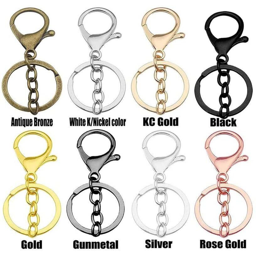 Diy Crafts 50 Sets, Antique Silver, Metal Larger Lobster Clasps Extension Chain Hooks, D Rings, Slide Buckle For Keychain Key Rings Clip Connector Bags Art Craf (50 Sets, Antique Silver)