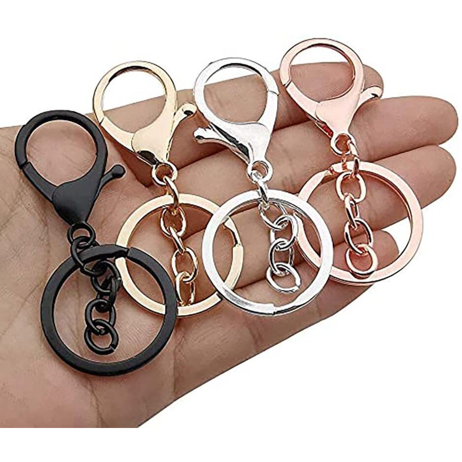 Diy Crafts 50 Sets, Antique Silver, Metal Larger Lobster Clasps Extension Chain Hooks, D Rings, Slide Buckle For Keychain Key Rings Clip Connector Bags Art Craf (50 Sets, Antique Silver)