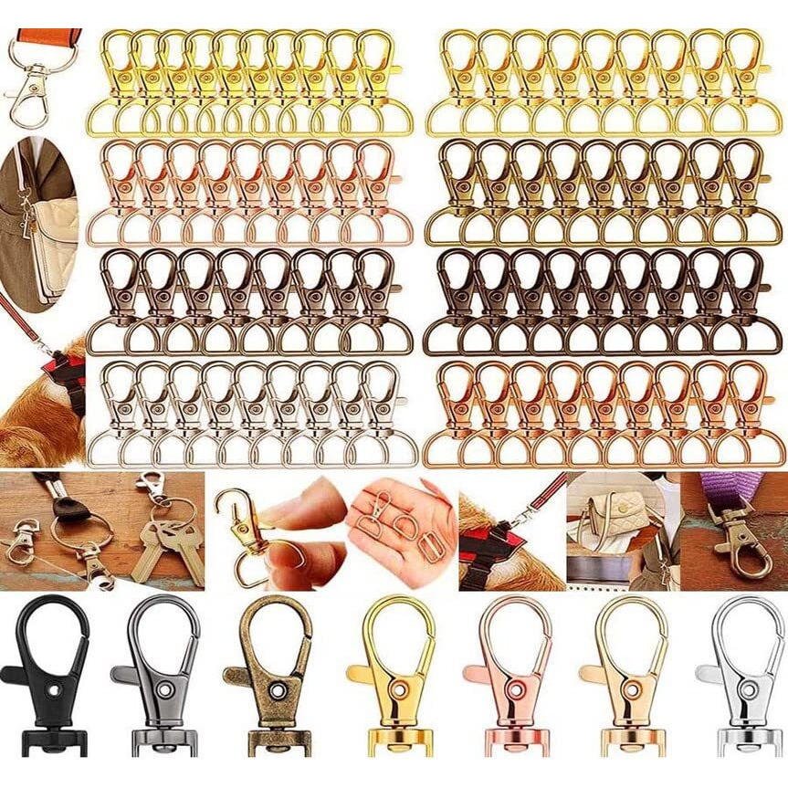 Diy Crafts 5 Pcs Swivel Clasps, Chrome Silver, Metal Larger Lobster Clasps Key Rings Clip Connector Hooks, D Rings, Slide Buckle For Keychain Key Rings Clip Conn (5 Pcs Swivel Clasps, Chrome Silver)