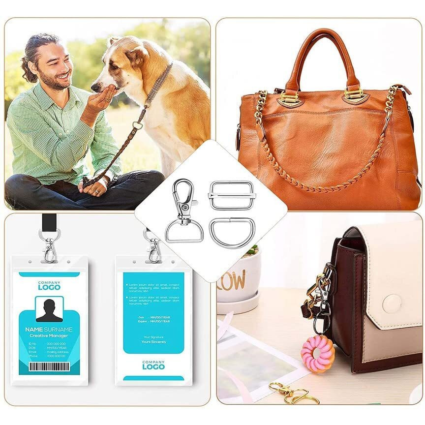 Diy Crafts 5 Pcs Swivel Clasps, Chrome Silver, Metal Larger Lobster Clasps Key Rings Clip Connector Hooks, D Rings, Slide Buckle For Keychain Key Rings Clip Conn (5 Pcs Swivel Clasps, Chrome Silver)