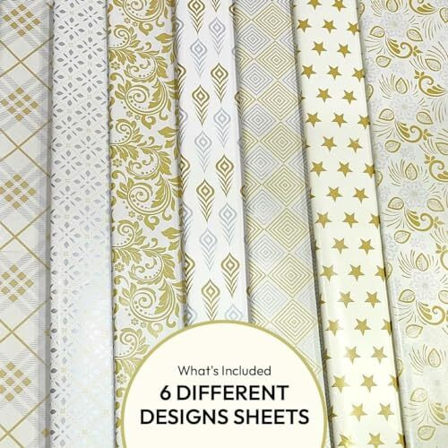 Ofixo Md8 Premium Design Gift Wrapping Paper Sheet, Gift Paper, Gift Papers Sheets, Gift Cover Rapping Paper, Gift Packing Materials, Paper Sheet For Gift Packing (Mix Design - Pack Of 6)