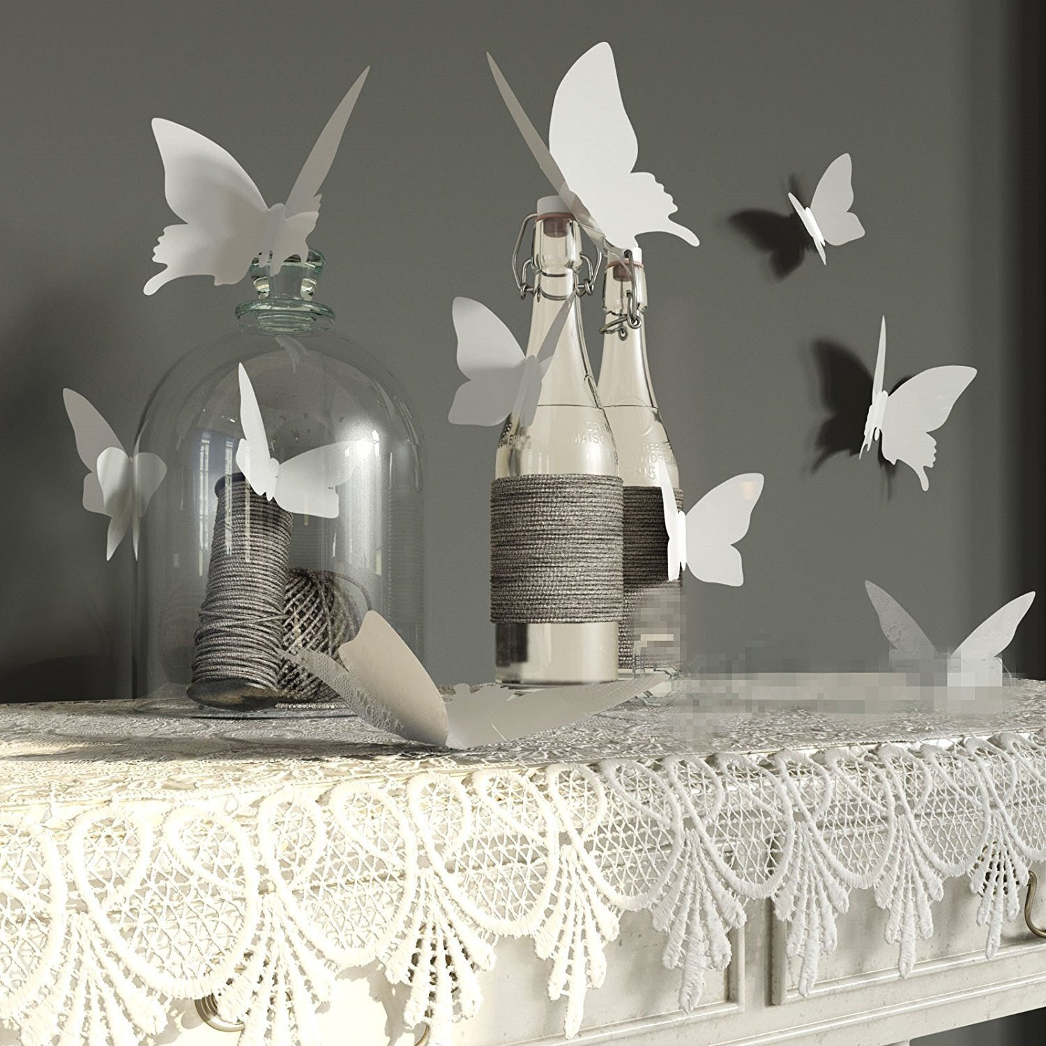 Jaamso Royals White 3D Butterflies Home Decor And Wall Decor Wall Sticker Combo Pack Of 12 Piece (13 Cm X 15 Cm, 3D Butterflies Craft)
