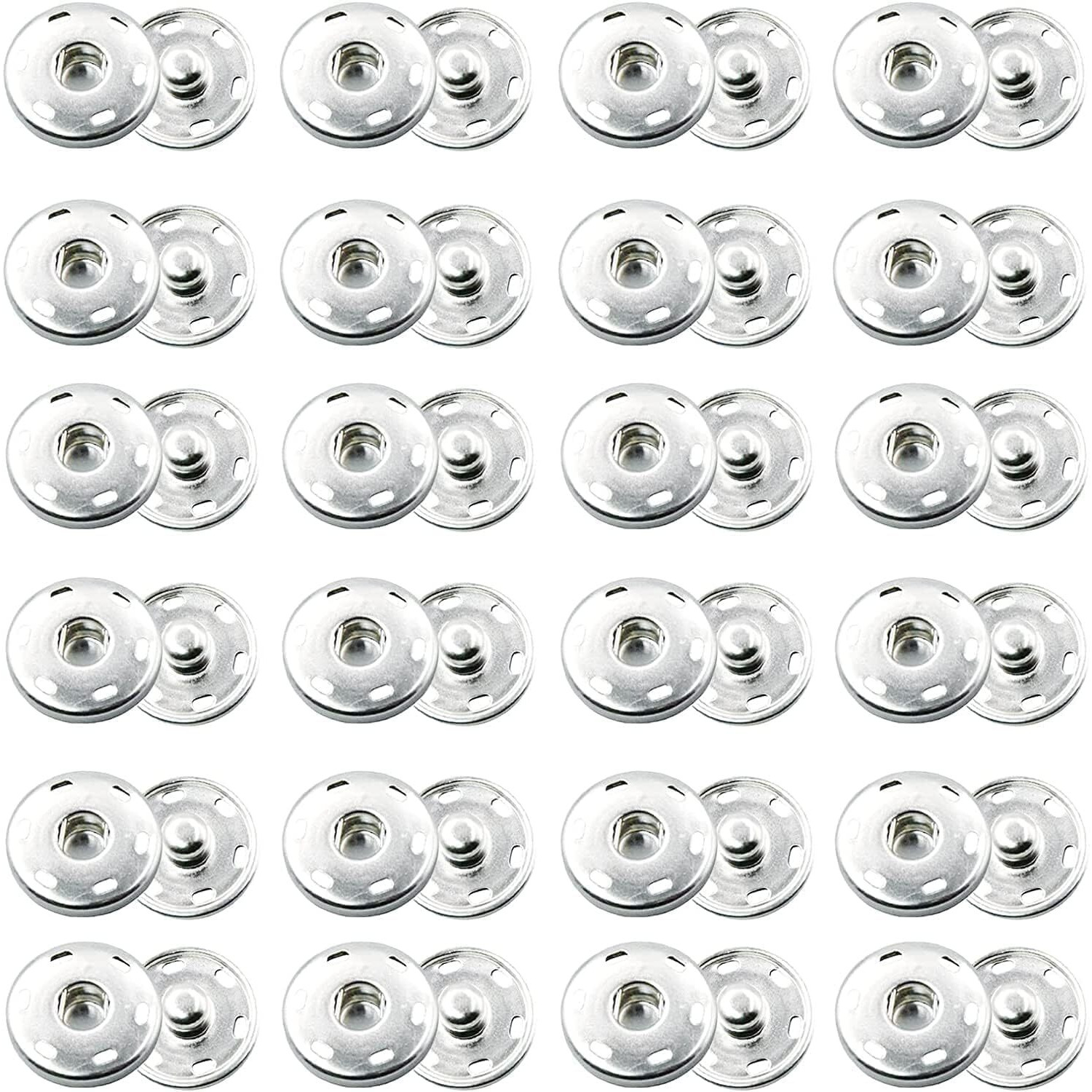 On Blow Metal Rust Proof Sew-On Snap Press Buttons, Pack Of 50, (Size 1) 8 Mm