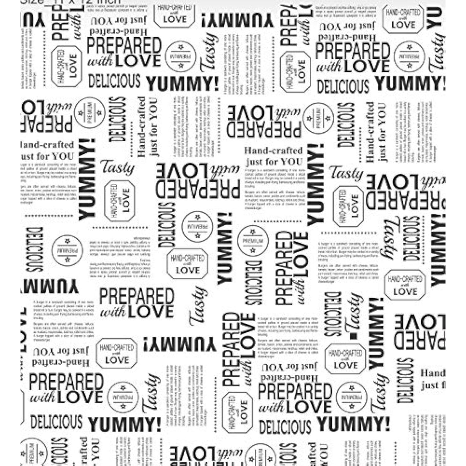Inditradition Food-Grade Food Wrapping Paper, Leak-Proof (Pack Of 250 Sheets, 11 X 12, Black & White Newspaper Print)