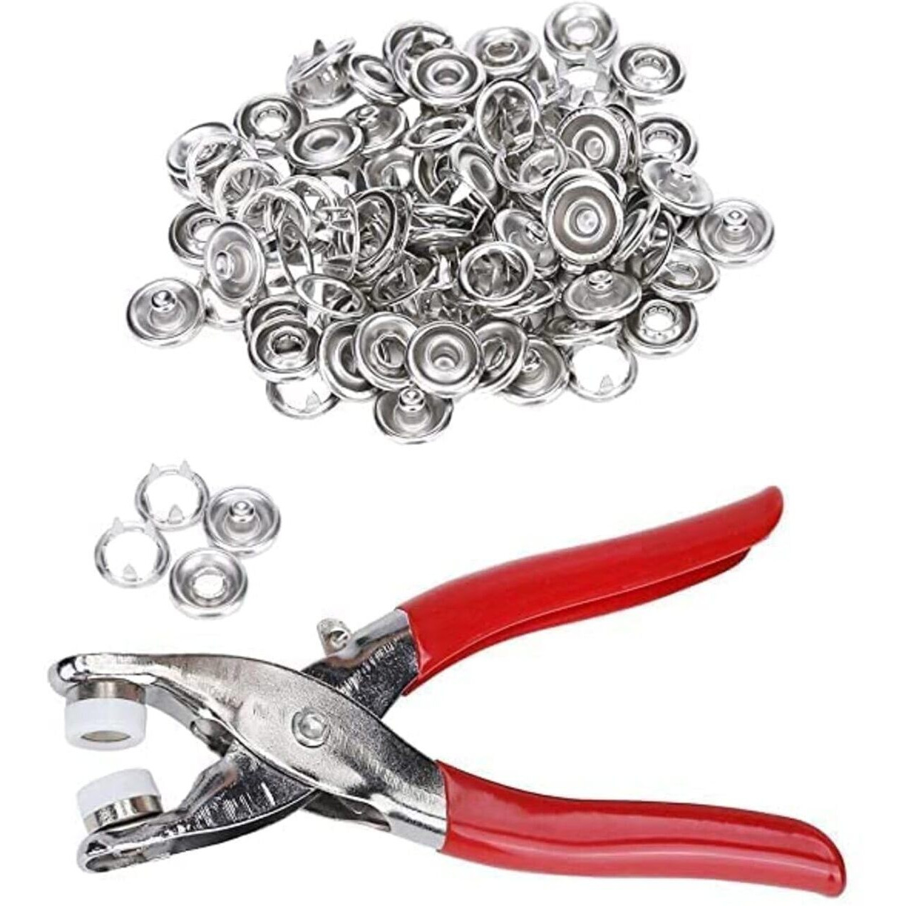 Live2Better Stapler Button Groomet Tool Kit Thickened Snap Fasteners Kit Metal Copper Five Claw Buckle Set With Hand Pressure Pliers Tool Diy Sewing Buttons Set For Clothing Sewing (25 Button Set)