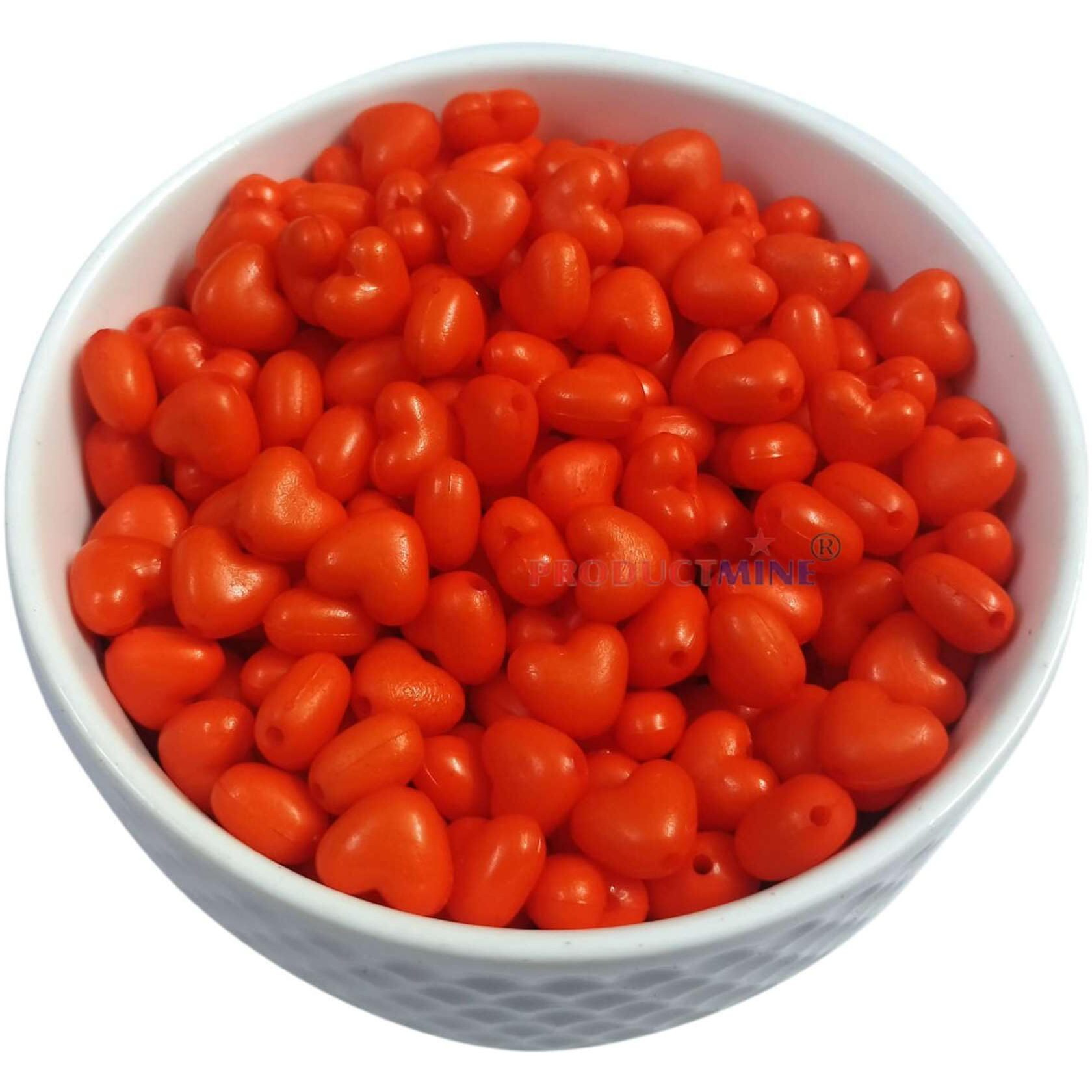 Productmine  Artificial Heart Shape Beads For Diy Crafts Jewellery Embroidery Making For Art And Crafts Making 10 Mm - Orange (50 Pcs)