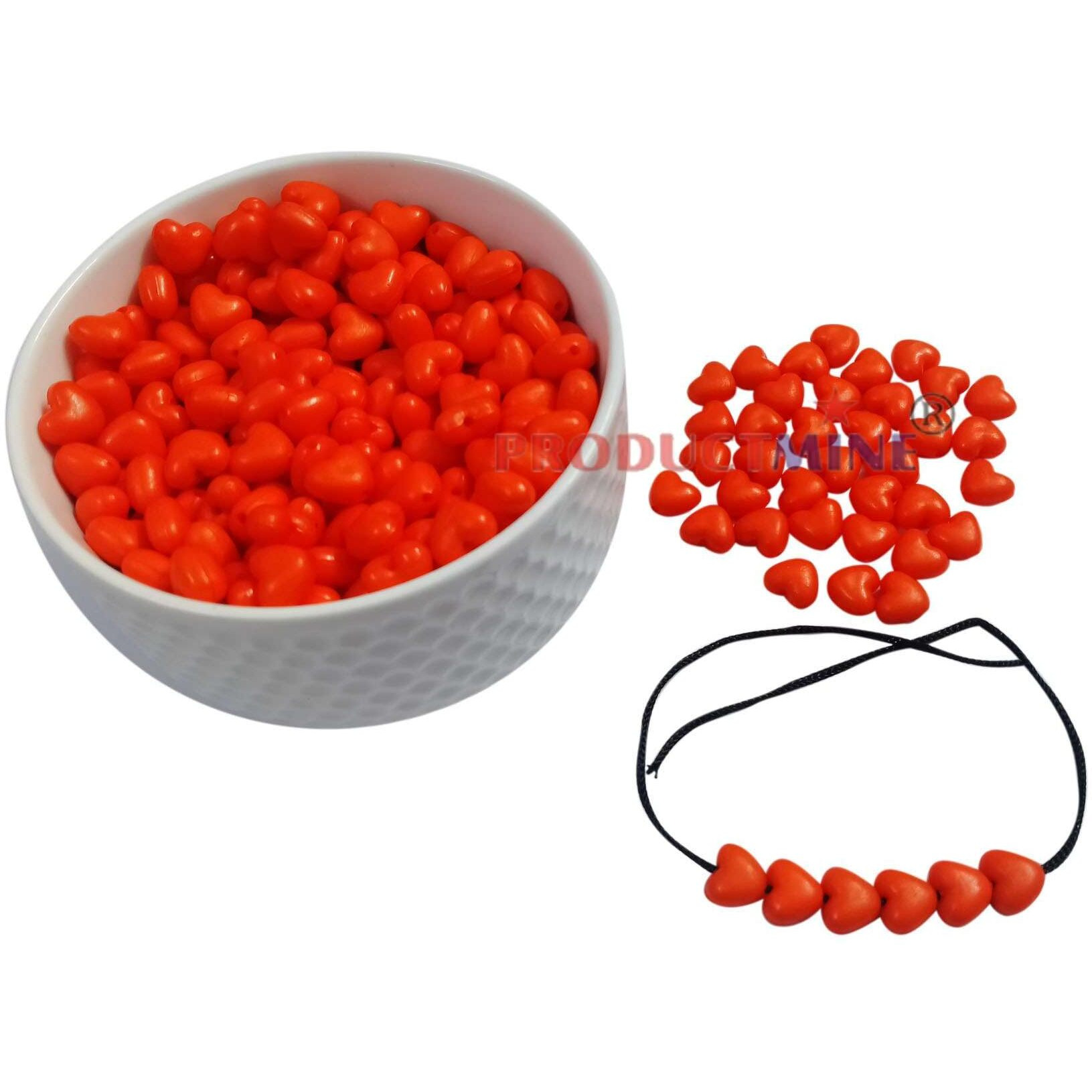 Productmine  Artificial Heart Shape Beads For Diy Crafts Jewellery Embroidery Making For Art And Crafts Making 10 Mm - Orange (50 Pcs)