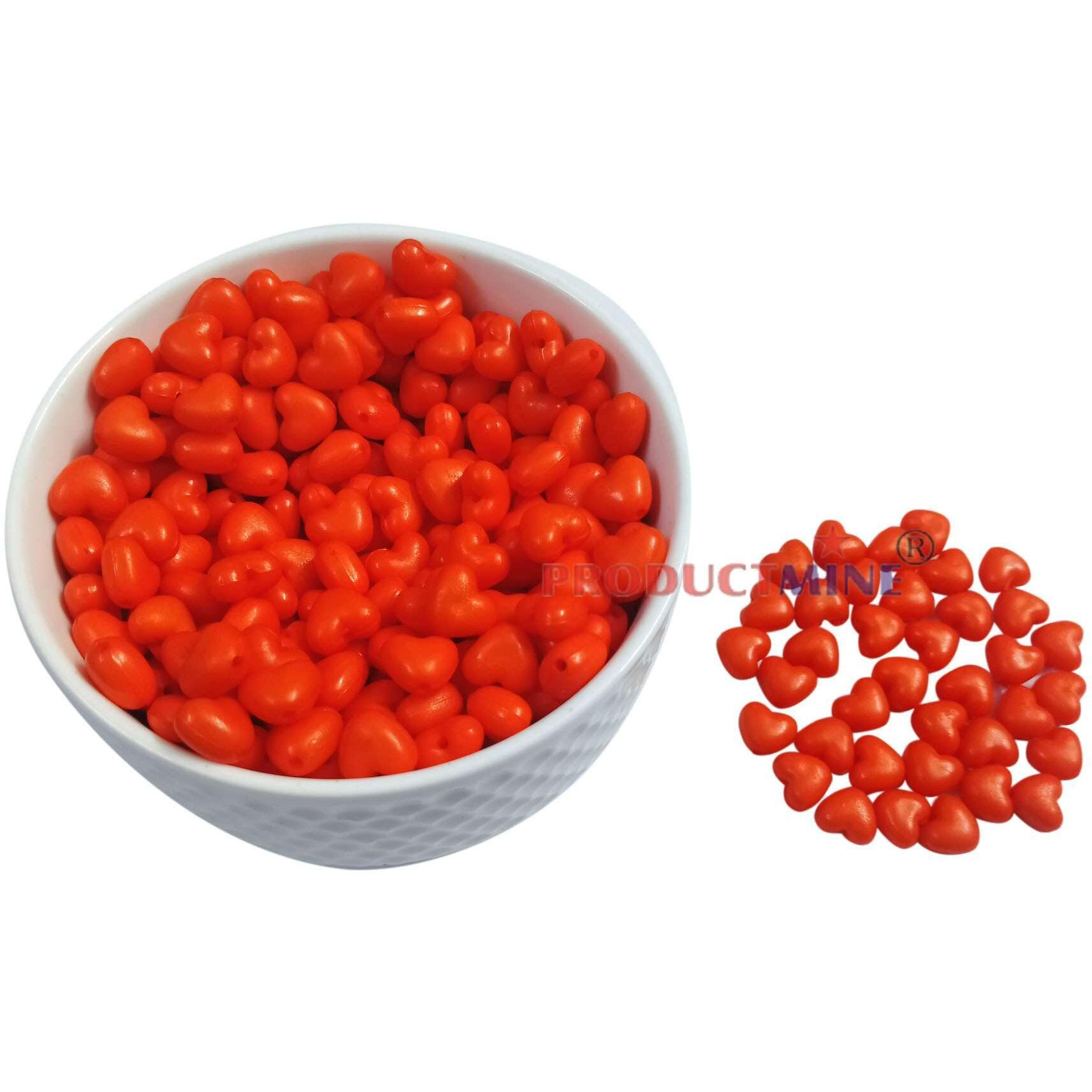Productmine  Artificial Heart Shape Beads For Diy Crafts Jewellery Embroidery Making For Art And Crafts Making 10 Mm - Orange (50 Pcs)