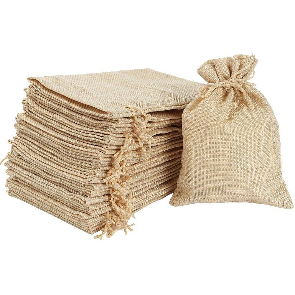 Prokart Natural Jute Non Printed Potli (Size  20X30) With Drawstring Gift Bags Jute Linen Pouches Burlap Gift Bags For Festivals, Functions, Baby Showers, Parties Multi Purpose Use Pack Of 10