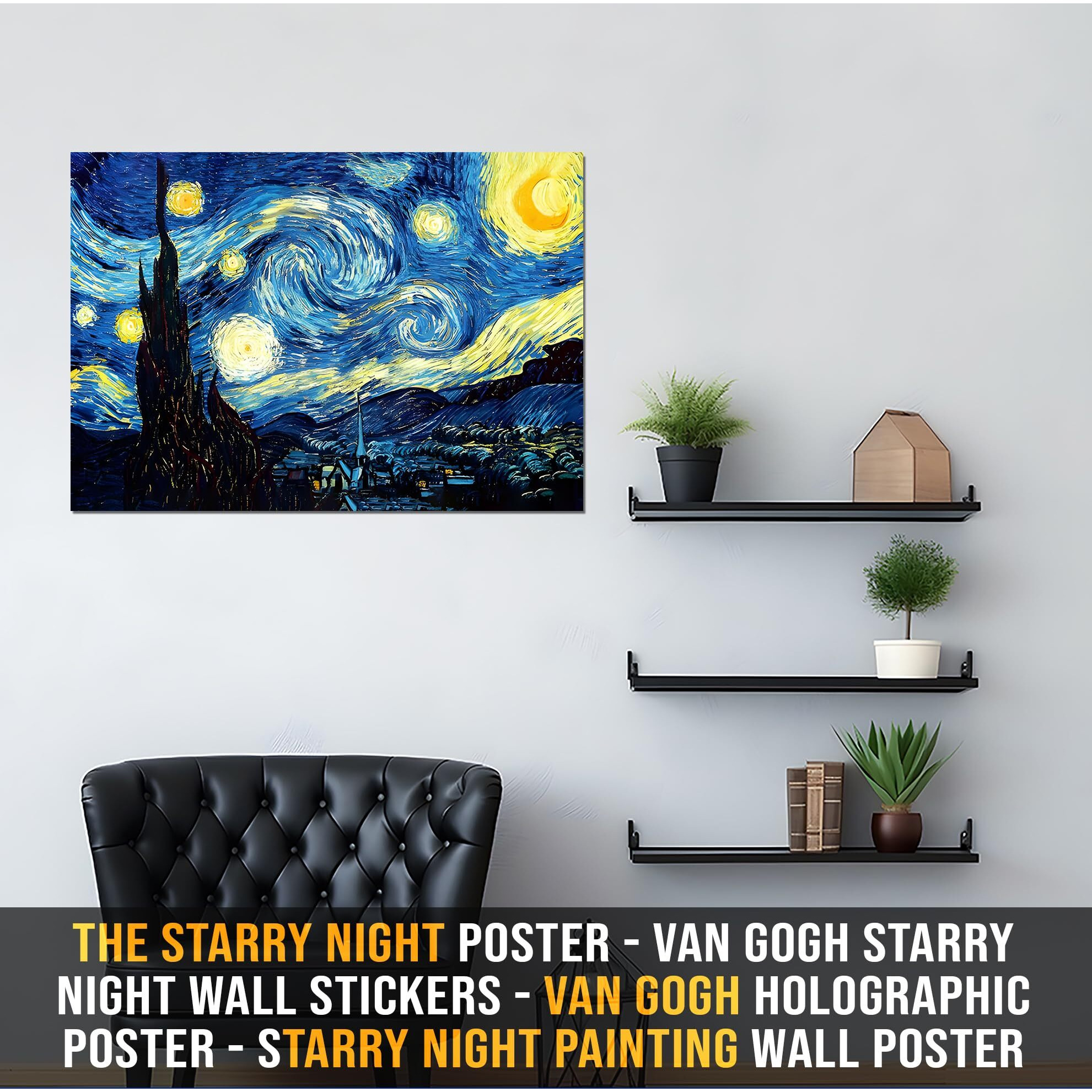 Van Gogh Starry Night Wall Art | Holographic Poster For Room Decoration