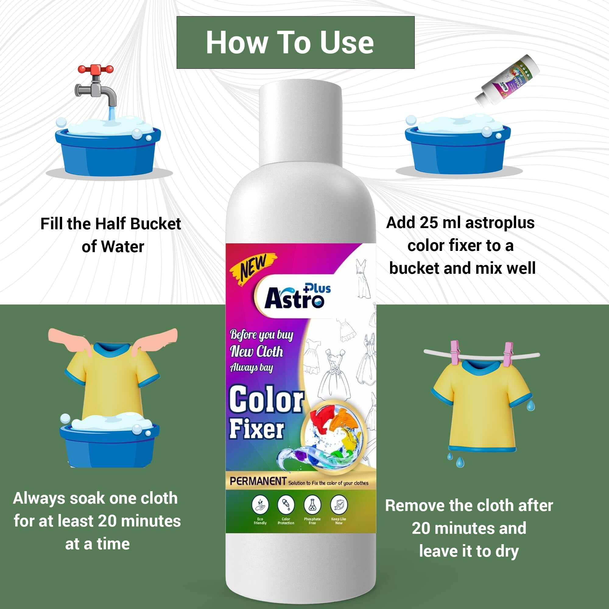 Astro Plus+ Fabric Color Fixer, 200 Ml (Pack Of 1) | 100% Non-Toxic, Eco-Friendly This Product Works Best For Silk, Cotton, Georgette Fabric Etc.