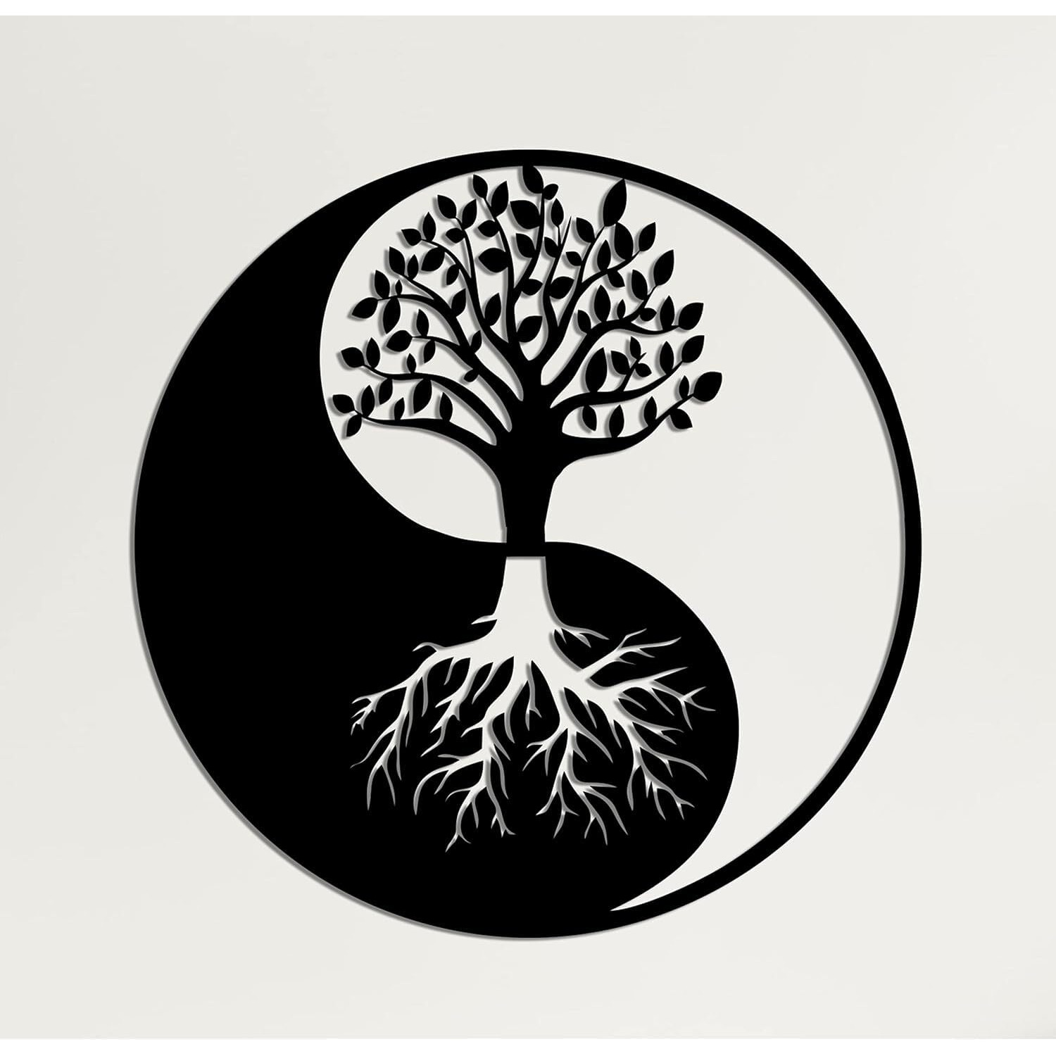 Cartvilla Metal Wall Art, Tree Of Life Wall Art, Metal Yin Yang Decor, Metal Wall Dcor, Interior Decoration, Wall Hangings (18" W X 18" H / 45X45 Cm)