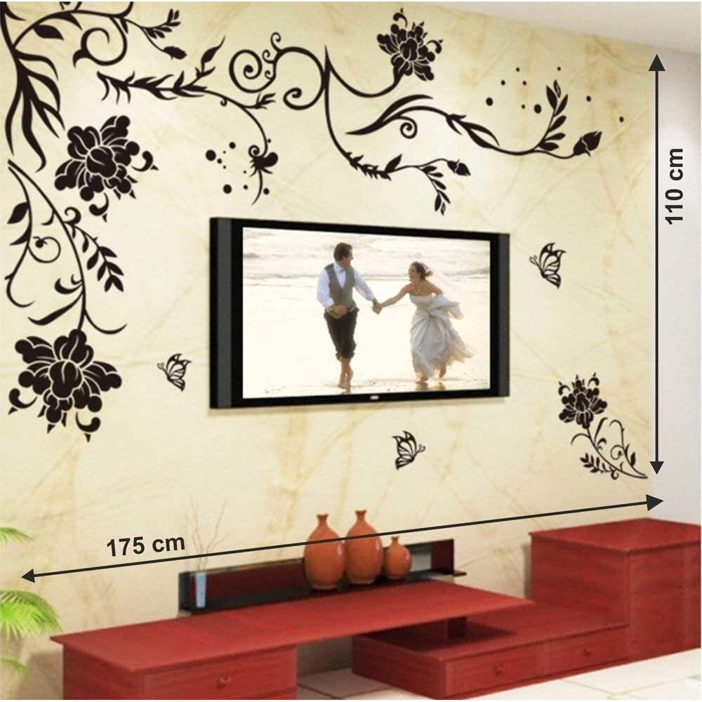 Decals Design 'Butterflies Corner' Wall Sticker (Pvc Vinyl, 90 Cm X 60 Cm, Multicolour)