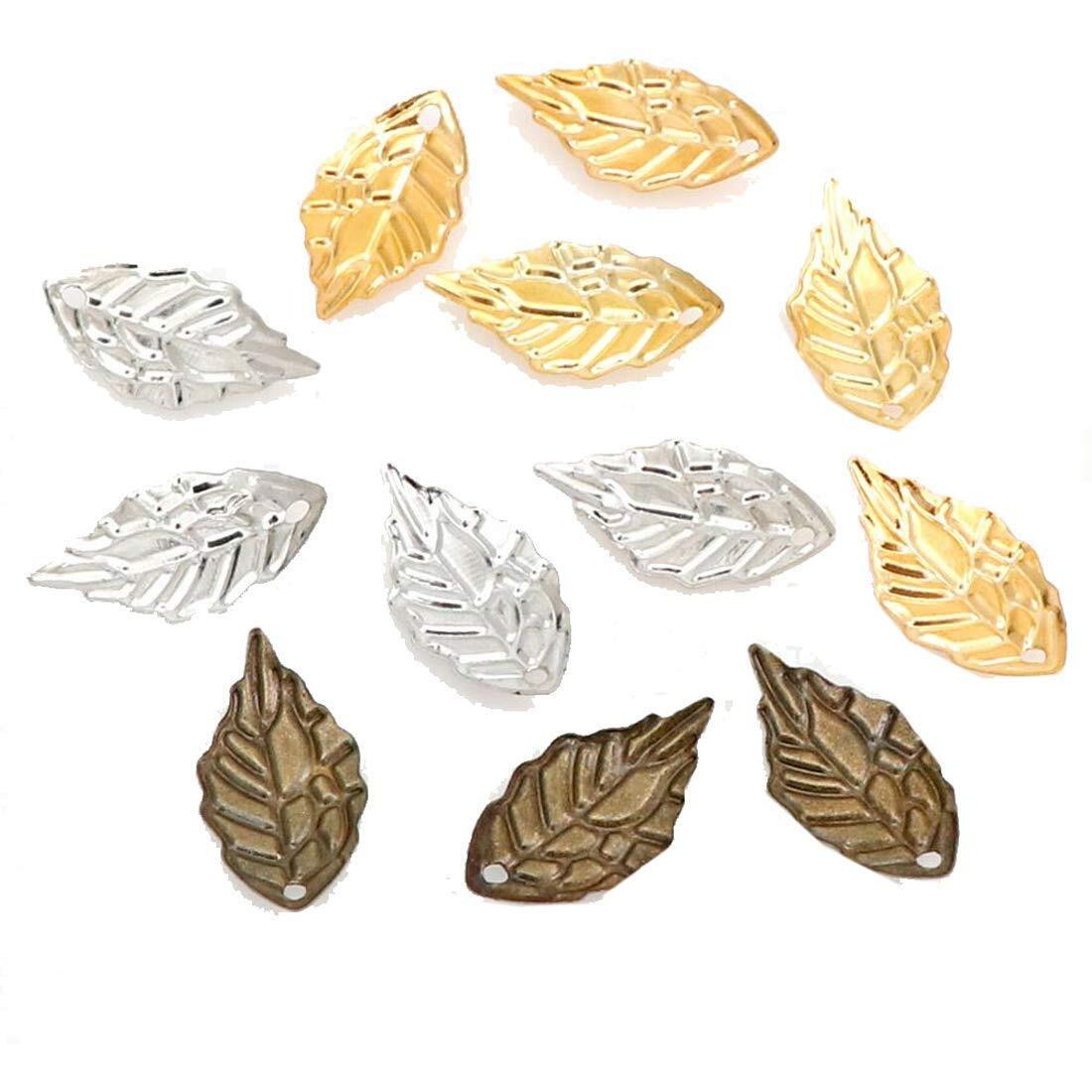 Diy Crafts Pack Of 100 Pcs 100X1, Mix Colour Gold Silver Bronze, 100Pieces/Lot Gold/Metal Charms Stamping Leaf Earring Charms P(Pack Of 100 Pcs 100X1, Mix Colour Gold Silver Bronze)