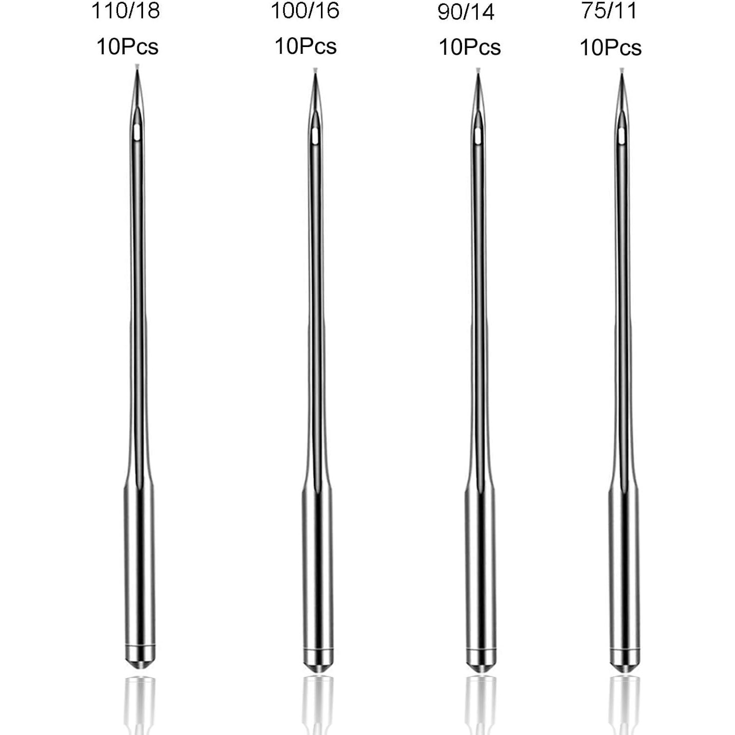 Rianz Pack Of 40 Flying Needles Set For Automatic Sewing Machines - 10 Pieces Each 11, 14, 16, 18 Number | Compatible With Singer, Usha, Brother, And More