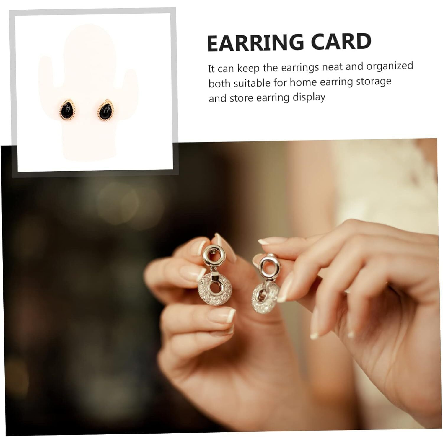 Zenomia Paper Cactus Earring Display Cards, White Jewellery Packaging Card 50 Pcs, 2 X 3 Inch