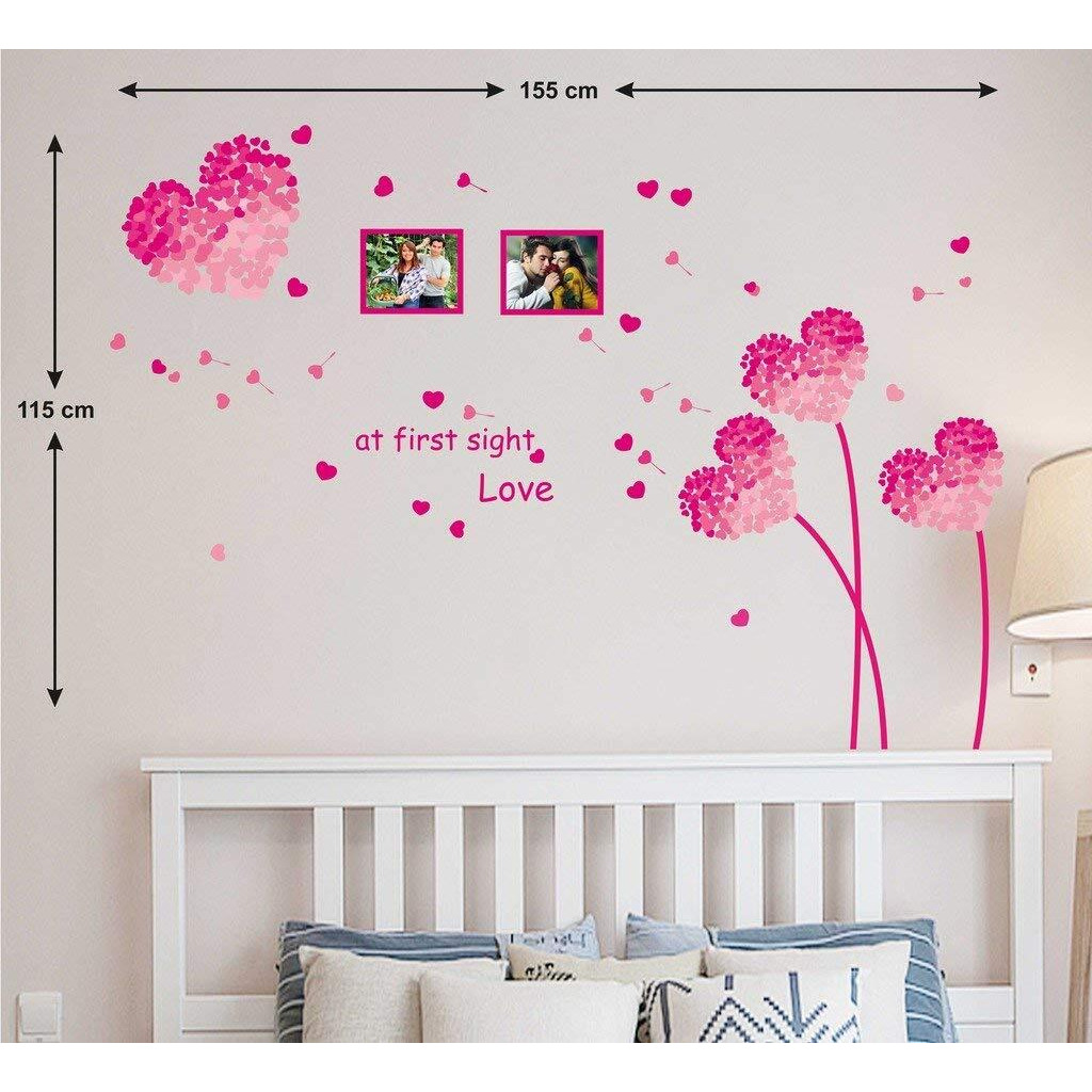 Decals Design 'Heart Shaped Flowers With Blowing Petals' Wall Decal (Pvc Vinyl, 70 Cm X 50 Cm X 70 Cm, Multicolour)