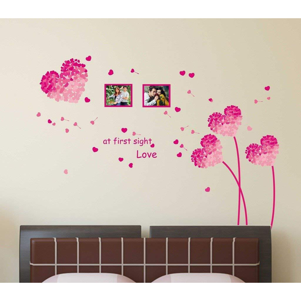 Decals Design 'Heart Shaped Flowers With Blowing Petals' Wall Decal (Pvc Vinyl, 70 Cm X 50 Cm X 70 Cm, Multicolour)