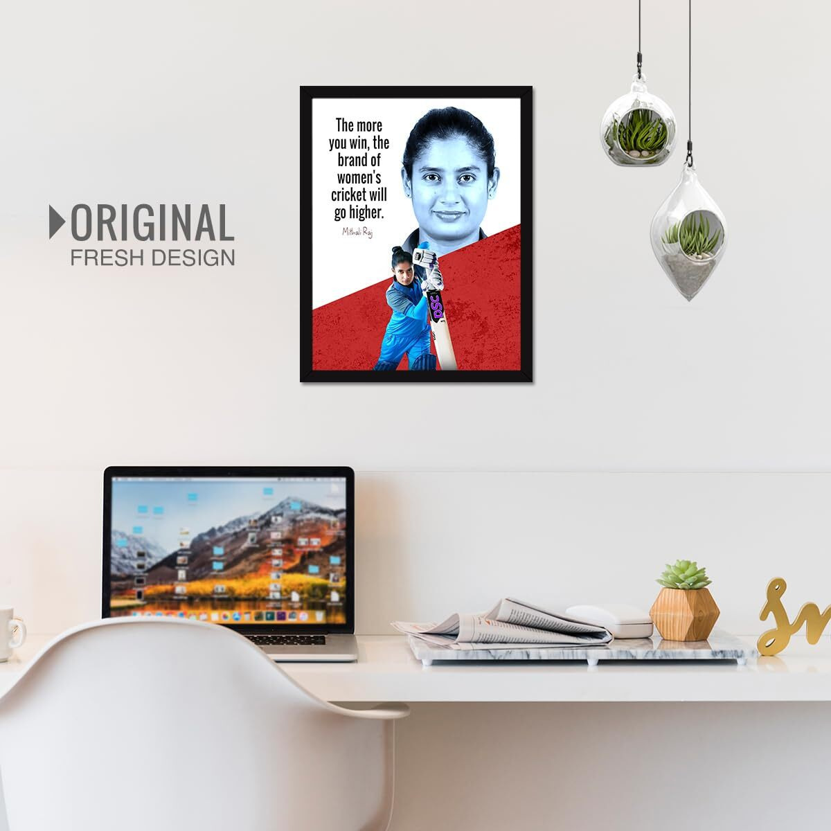 Chaka Chaundh - The More You Win, The Brand Of Women's Cricket Will Go Higher. Mithali Raj Quotes - Woman Cricket Player Wall Frame - Athletic Posters Framed - Sports Academy Photo Frame - (14 X 11 Inches)