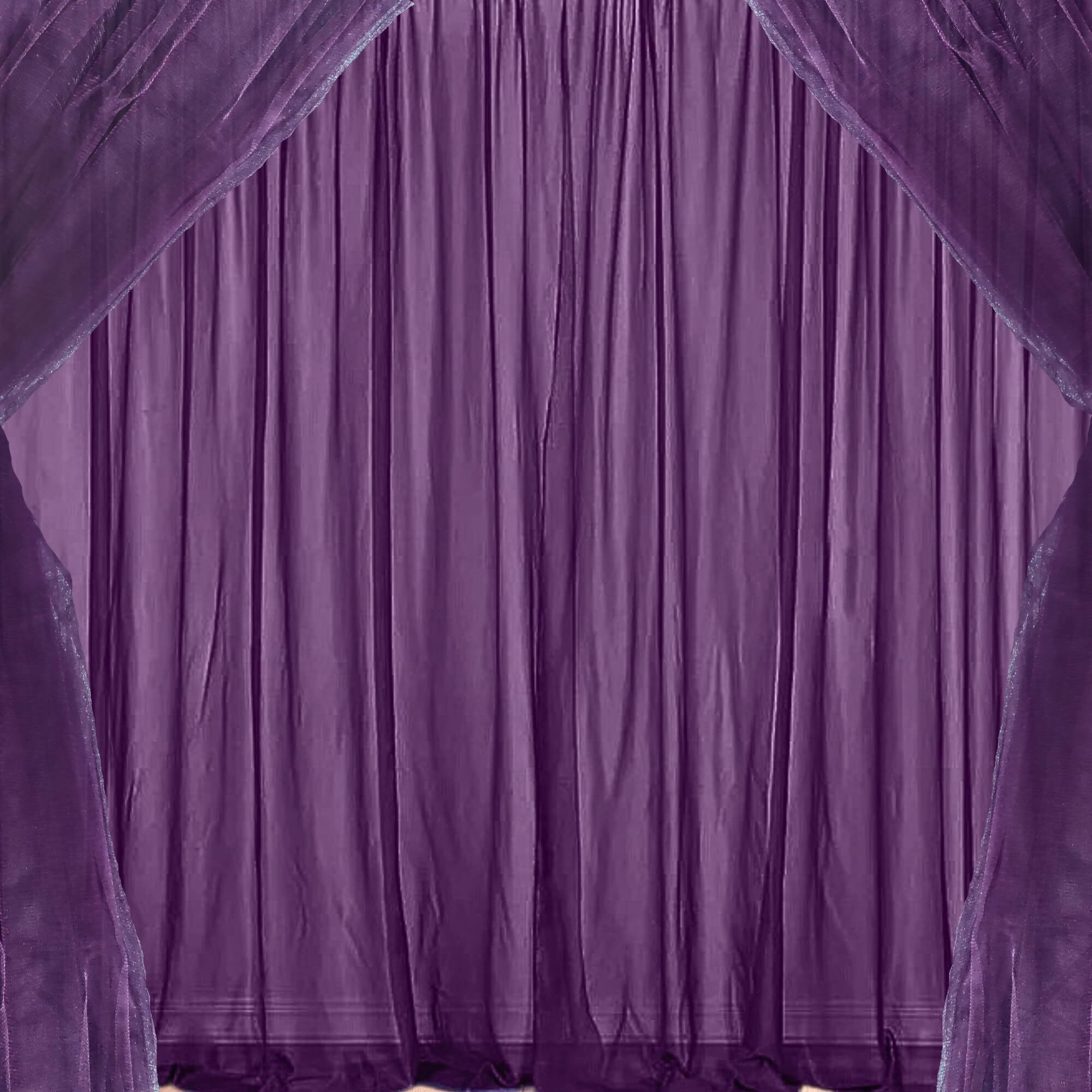 1Iam 4Pcs Purple Decoration Net Curtains - Large Size, Stitched With Ribbon, Nylon Made, Reusable, Soft, Wrinkled Free, 8.5X5Ft Each, Backdrop Net For Birthday, Anniversary Party Decoration
