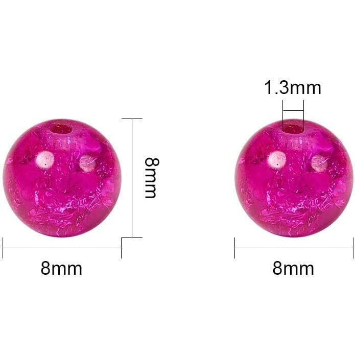 Beads N Fashion 375 Pcs 8Mm Double Tone Crackle Round Glass Beads 15 Cavity Plastic Box Kit With 2 Rolls Elastic Thread For Bracelet Earring Necklace Jewellery Making Colorful Spacer Beads For Diy Crafts Multicolor