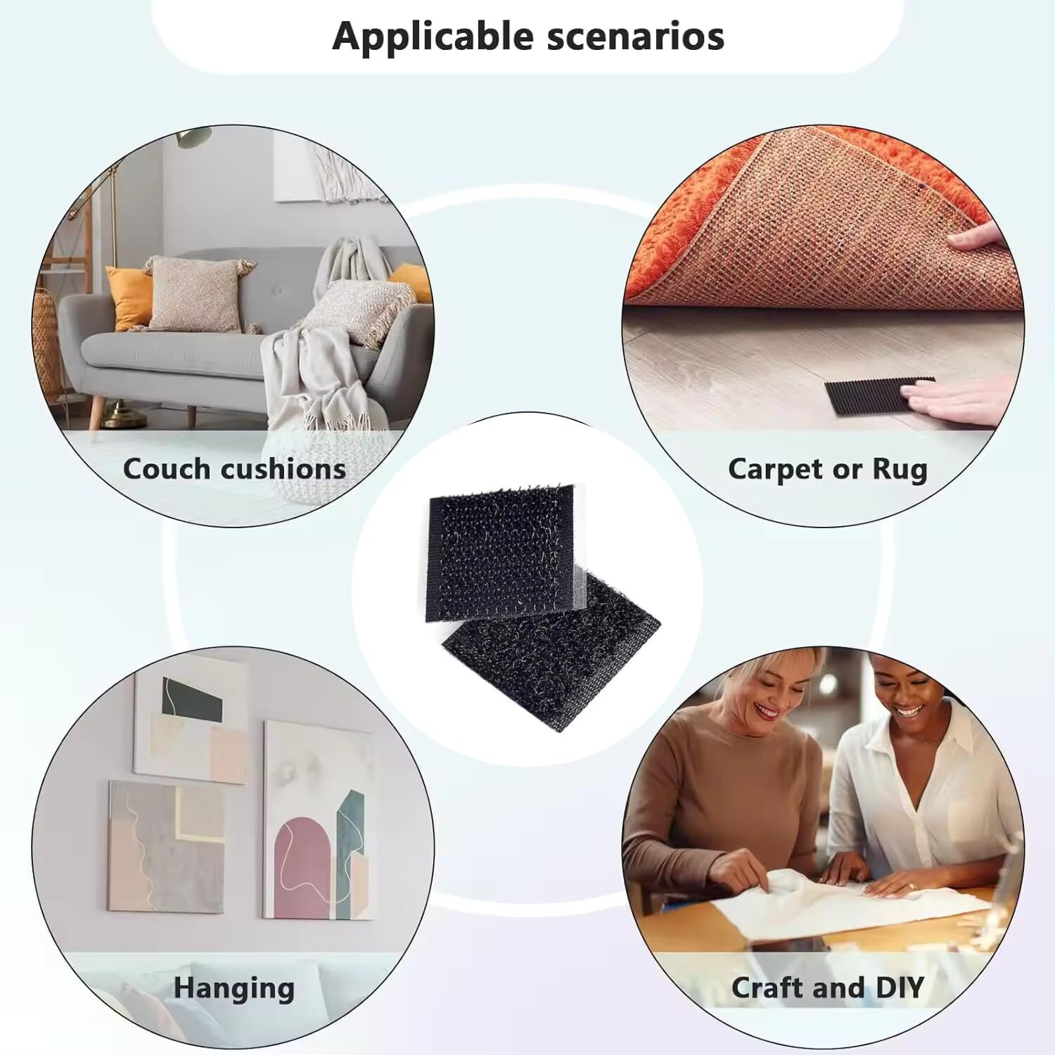 Khuhap Tapes With Self Adhesive Stickers, 16 * 16Mm, Women Home Accessories Items Kitchen Diy, Kids Art & Craft, Double Side Adhesive Valcro Hook & Loop Tape, A Pack Of 40 Pieces, Black