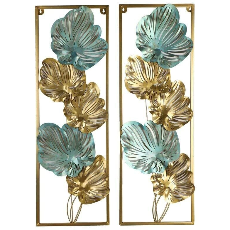 Framing Hub - Wall Decor For Home/Living Room/Office/Bedroom/Hotel/Cafe/Resort Decor | Metal Wall Art | (Metal Etching Leaves Wall Art Set Of 2)