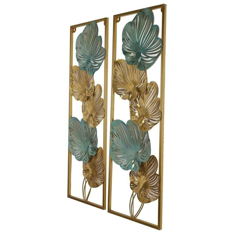 Framing Hub - Wall Decor For Home/Living Room/Office/Bedroom/Hotel/Cafe/Resort Decor | Metal Wall Art | (Metal Etching Leaves Wall Art Set Of 2)