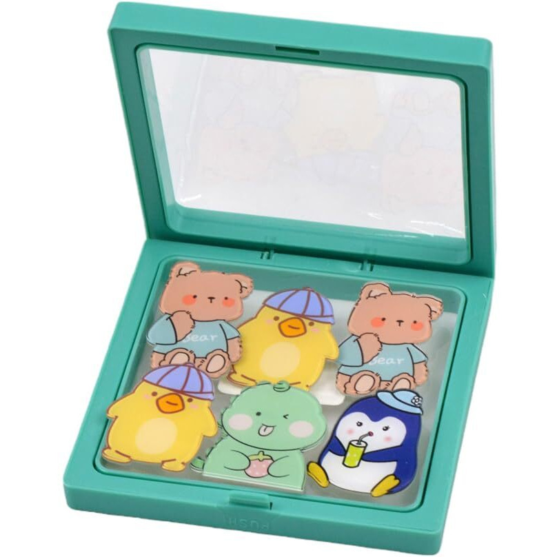 Baby Bucket 3D Floating Frame Display Box With Cartoon Napkin Pin/Broach Pin  6 Pc Pack | Clear Pe Film Holder For Jewellery, Coins, Medallions, Necklaces, Earrings & Bracelets (Green)