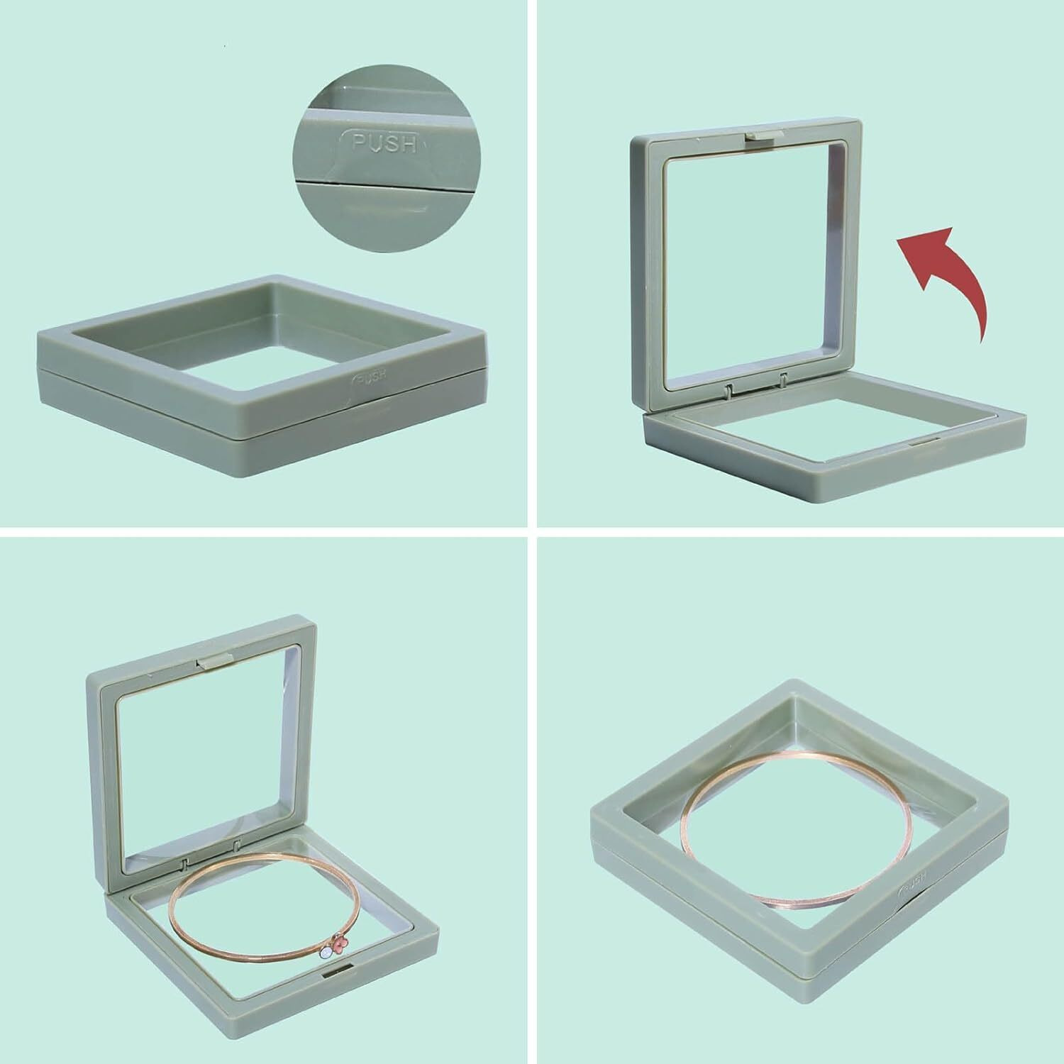 Baby Bucket 3D Floating Frame Display Box With Cartoon Napkin Pin/Broach Pin  6 Pc Pack | Clear Pe Film Holder For Jewellery, Coins, Medallions, Necklaces, Earrings & Bracelets (Green)