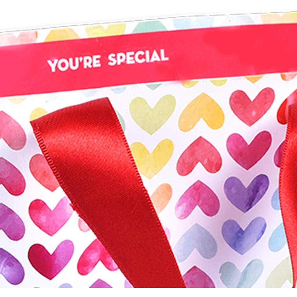 Sapco Gift Paper Bag Premium Thick Card 'Hearts Forever' Bag For Gifting, Festivals And Sharing Love (9X13X3.5 Inch),Multicolor