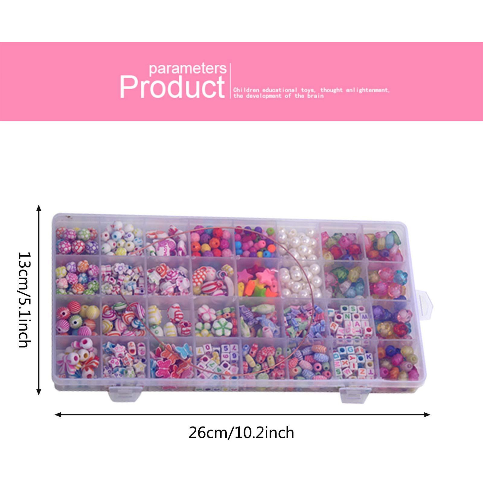 Zibuyu Beads For Jewellery Making Girls Diy Crafting Beads For Kids Girls Necklace, Bracelet Kit Girls Jewlery Crystal Beads Elastic Thread Scissors Pendent Making Beads - 580 Pcs