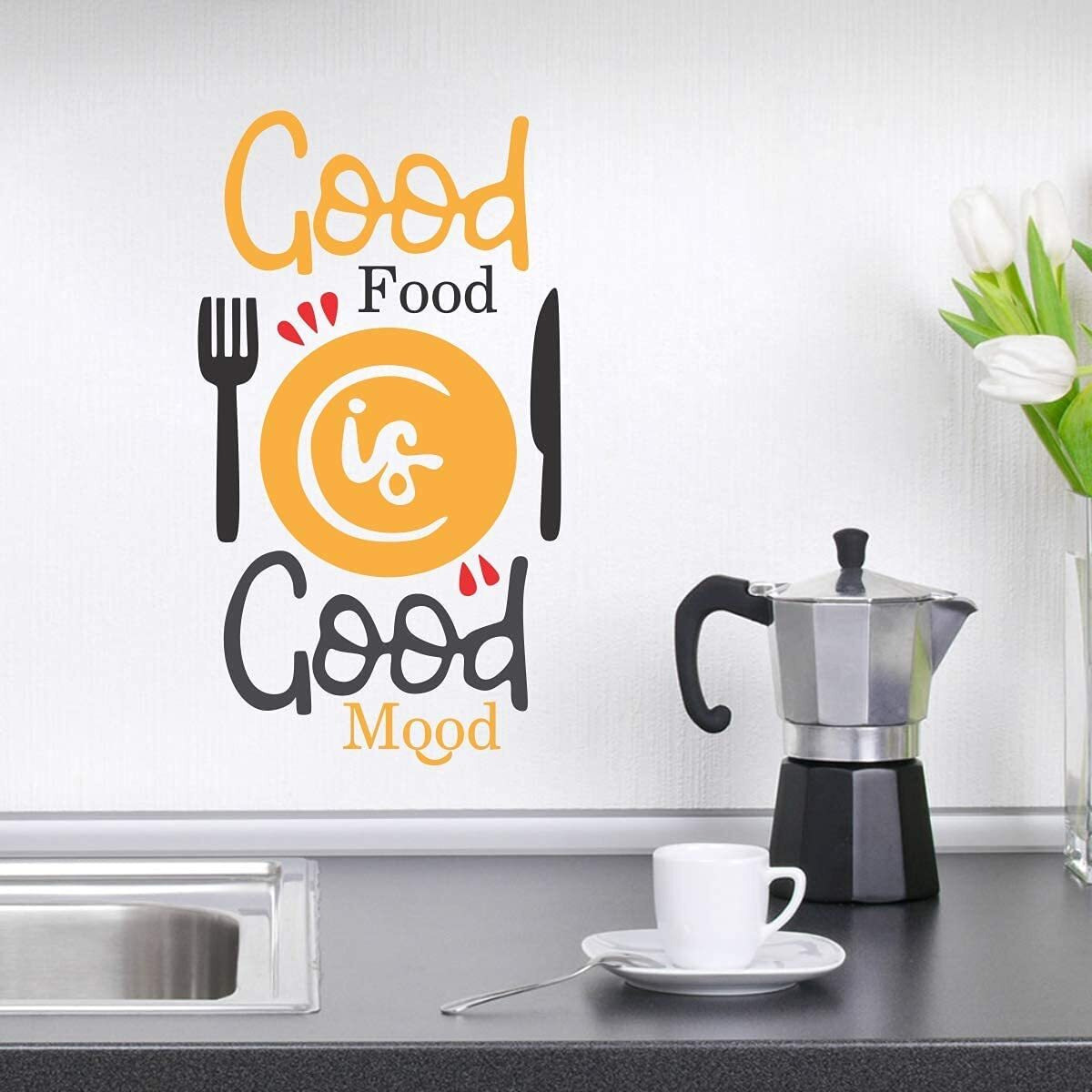 Dreamkraft Good Food Is Good Mood Multicolour Vinyl Size 58 Cm X 35 Cm Wall Sticker