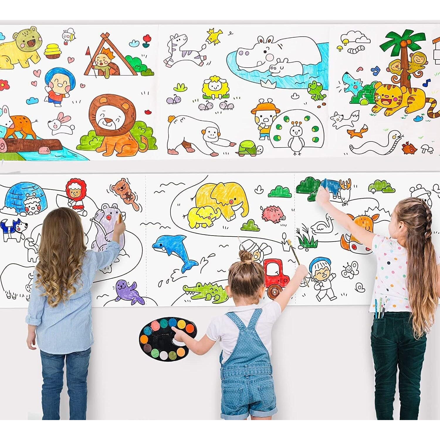 Siddhmurti New For Kids Coloring Paper Roll Sheet Book Wall Stickers, 30X300 Cm Large Coloring Poster For Toddlers, Art Paper Crafts Gift For Class Home Birthday Party Early Educational Toys For Kids