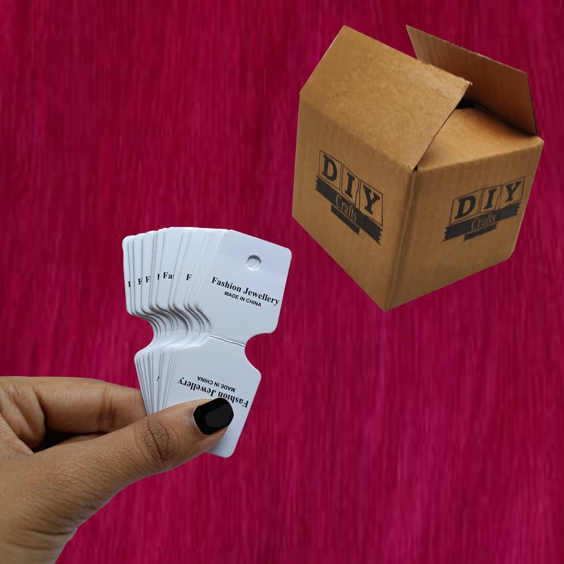 Diy Crafts 200 Pcs, As Image, Blank White Color Kraft Paper Jewelry Necklace Bracelet Display Hanging Cards Price Tags Jewelle(200 Pcs, As Image)