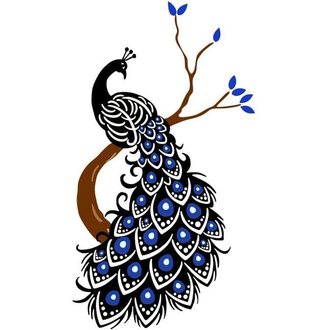 Dreamkraft Beautiful Bird Peacock Sit On Branch Wall Self-Adhesive Sticker For Home Decor,Kid's Room Decor & Drawing Room(Multicolor Pvc Vinyl 90X50Cms)