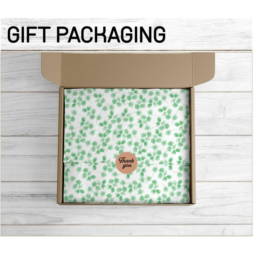 Townbus - 100 Nos Of Natural Green Printed Wrapping Paper | Perfect For Gift Wrapping, Storage, Stuffing, Wrapping Of Cloths, Arts And Crafts & Other Business Uses | Acid Free