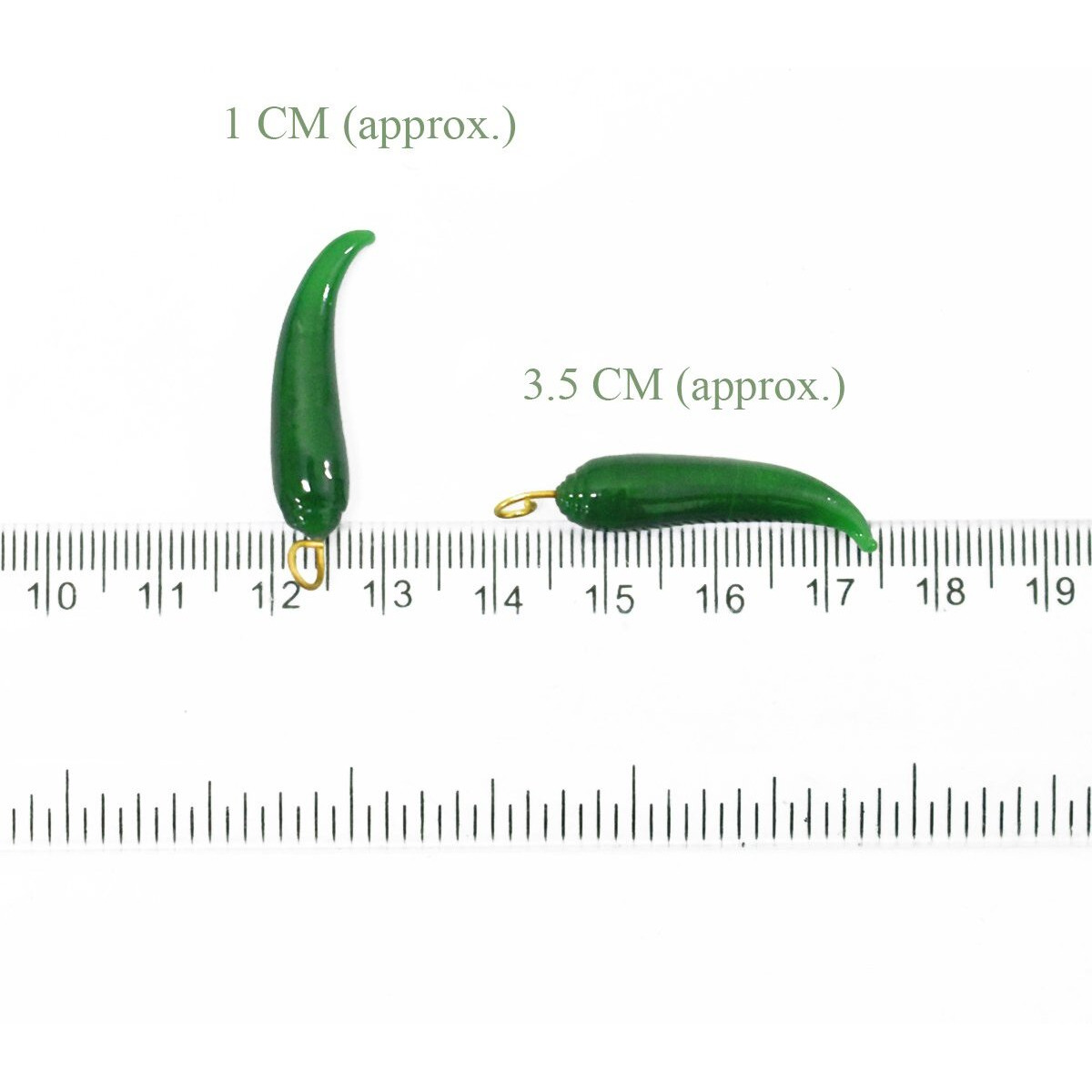 Embroiderymaterial Jewellery Making Pendant, Chilli Shape, Green Color, 20 Pieces