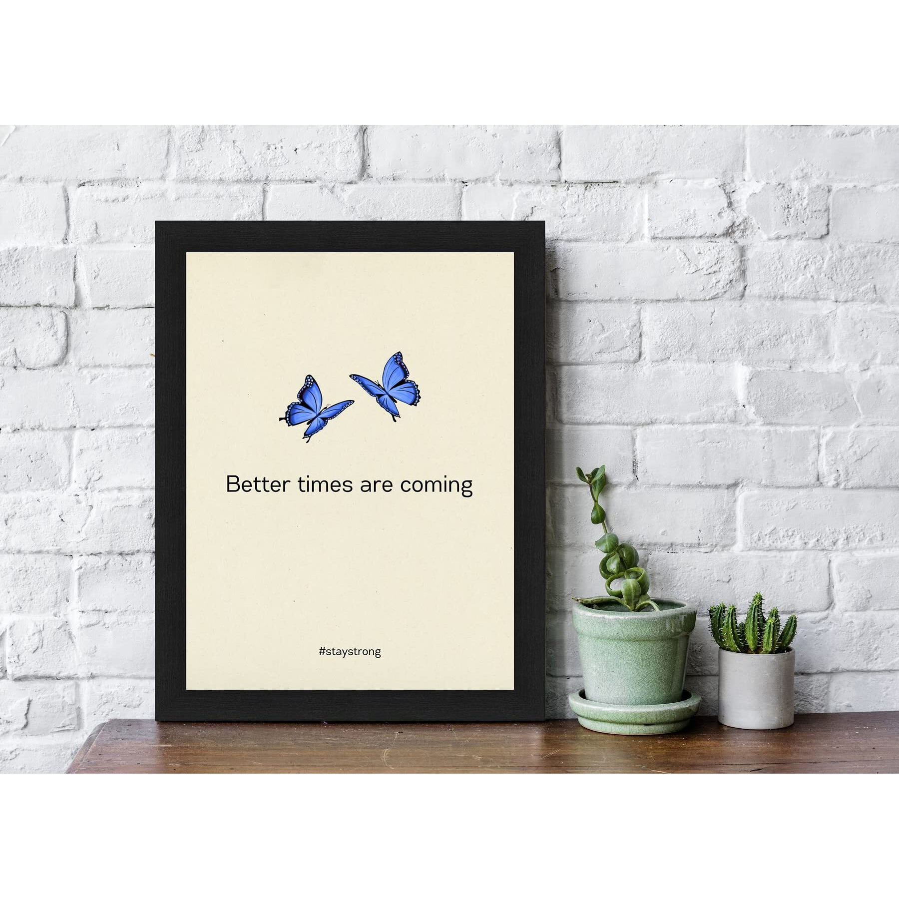 Interio Crafts Positive Inspirational Quote Poster - Better Times Are Coming, Motivational Wall Framed Poster For Home And Office Decor, Black, Synthetic Wood, 13 X 10 Inches