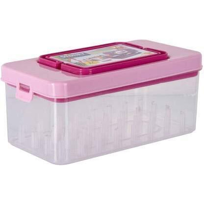 Foliam 32 Reel Double Decker Empty Thread Sewing Box With Pick Up Handle For Storing Sewing Kit And Interlocking Cap Fittings (32 Reel Box)