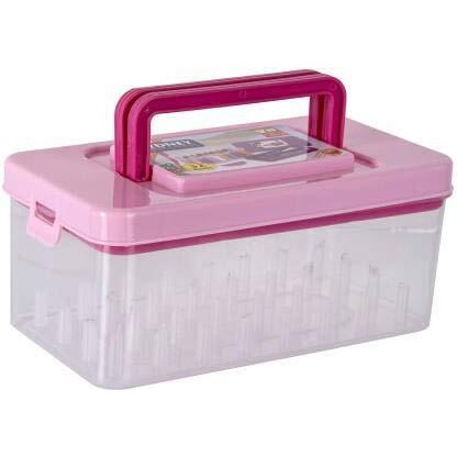 Foliam 32 Reel Double Decker Empty Thread Sewing Box With Pick Up Handle For Storing Sewing Kit And Interlocking Cap Fittings (32 Reel Box)