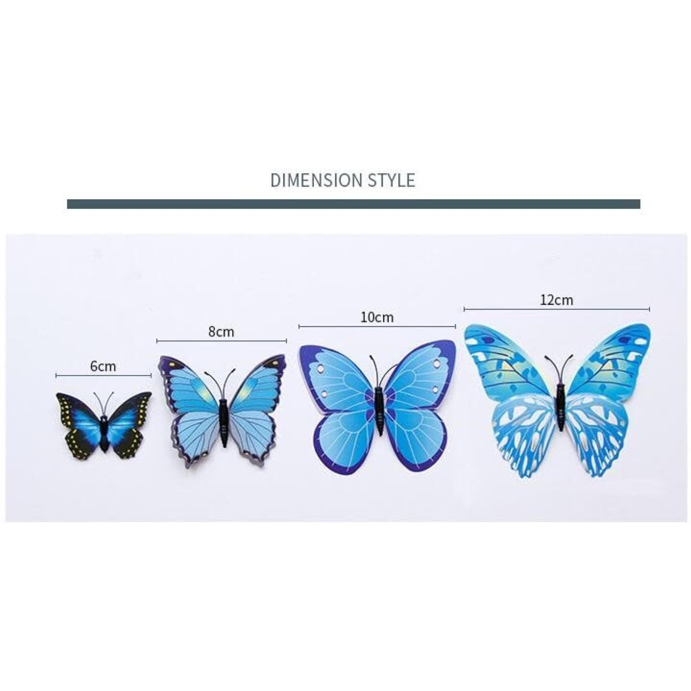 Jaamso Royals 3D Butterfly Stickers For Wall, Butterfly Decoration Items, Stickers, Butterflies, Butterflies For Wall Decoration, 12 Piece Pack Of 1 (Blue, 90Cm X 90Cm)