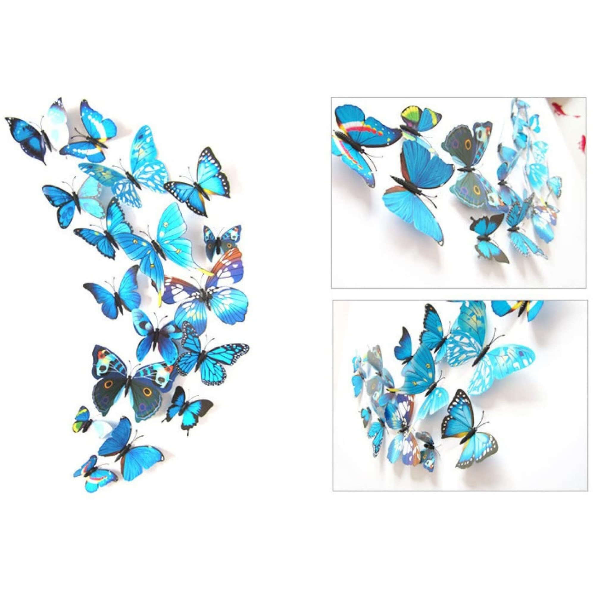 Jaamso Royals 3D Butterfly Stickers For Wall, Butterfly Decoration Items, Stickers, Butterflies, Butterflies For Wall Decoration, 12 Piece Pack Of 1 (Blue, 90Cm X 90Cm)