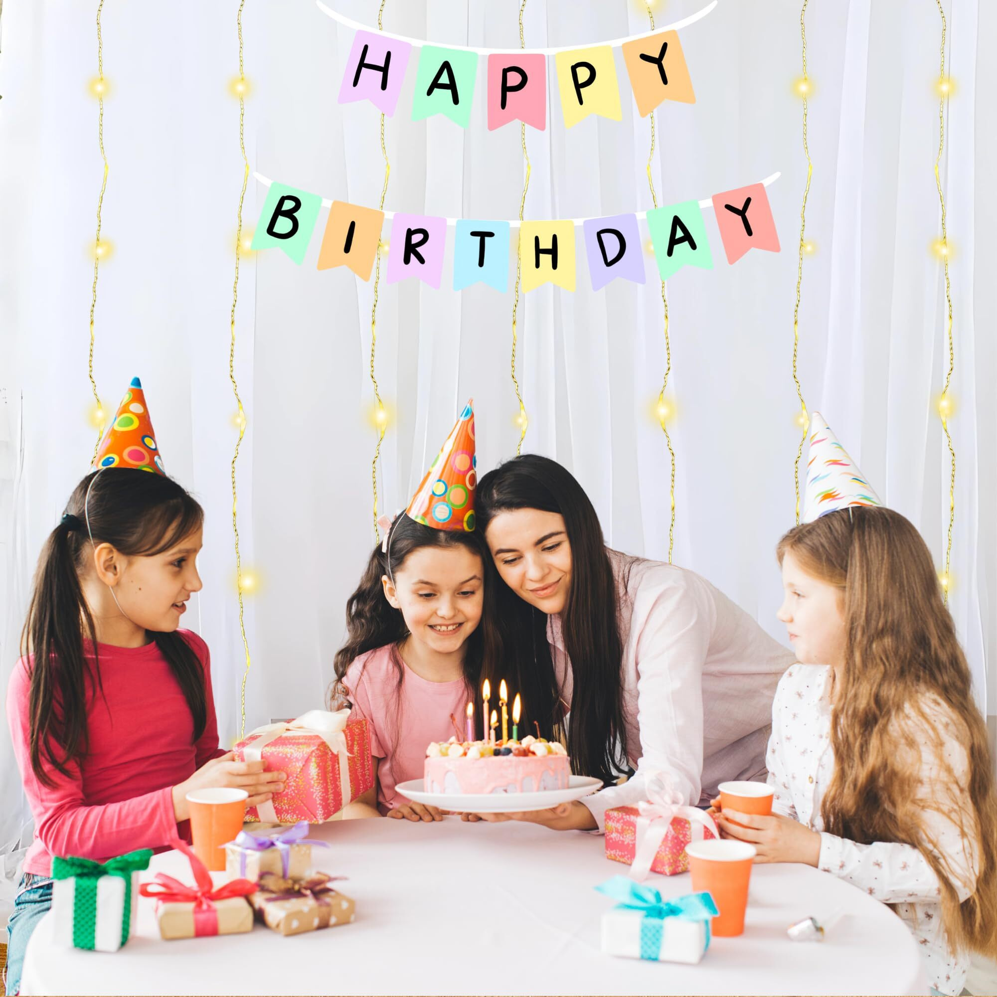 1Iam 3Pcs White Decoration Net Light Combo - 2Pcs Large, Stitched With Ribbon, Nylon Made, Reusable, Soft, Wrinkled Free, 8.5X5Ft Each, Backdrop Decor Net & 1Pc 11M Rice Light For Any Party Or Event