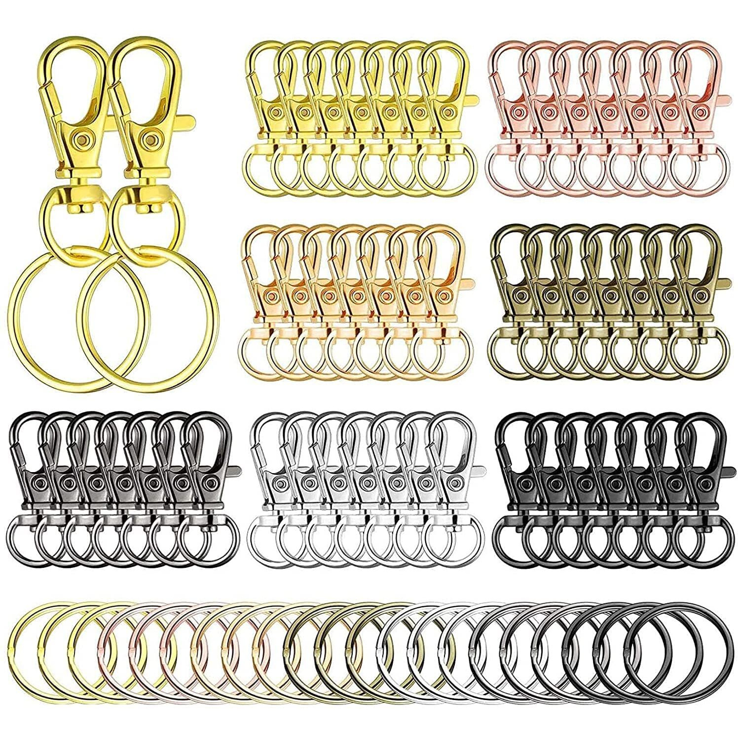 Diy Crafts 5 Only Kerings, Chorme Silver, Swivel Clasps Metal Lanyard Snap Hook Lobster Claw Clasps Keychain Rings Open Rings Eye Screws Pins For Jewelry Crafts (5 Only Kerings, Chorme Silver)