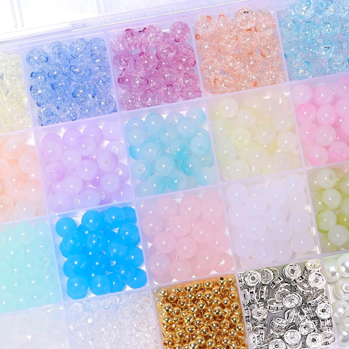 Enjoymade Glass Beads Bracelet Making Kit, Lovely Cute Bracelet Necklace Jewelry Making Kit, Diy Bulk Acrylic Gradient Bubble Bead Jewelry, Birthday Gift, Multicolored